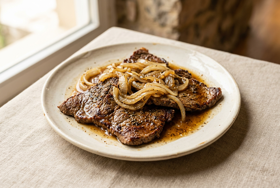 Steak with Sautéed Onions